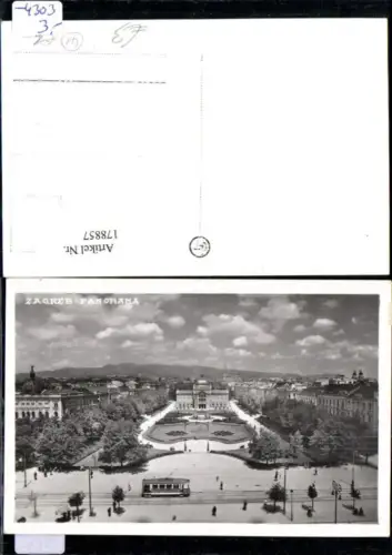 178857,Kroatien Foto Ak Zabreb Panorama Strassenbahn