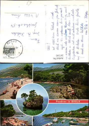 287242,Brela Küste Strand Strandleben Felsen Boote Mehrbildkarte