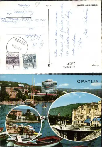 287245,Opatija Teilansicht Gebäude Strand Boote Mehrbildkarte