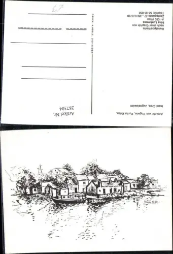 287304,Künstler AK Irina Lunkmoss Punta Kriza Pogana Insel Cres Teilansicht Boot