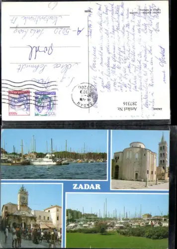 287316,Zadar Kirche Maler Anlegeplatz Boote Mehrbildkarte