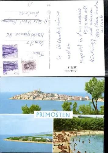 287318,Primosten Totale Strand Strandleben Mehrbildkarte