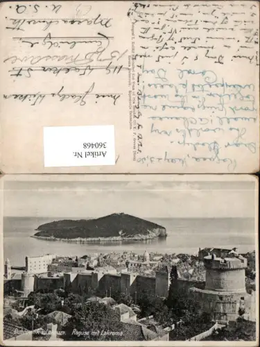 360468,Croatia Dubrovnik Ragusa m. Lakroma Insel Teilansicht Stadtmauer