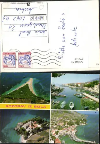 379168,Croatia Bola Bol Totale Kirche Strand Hafen Boote Mehrbildkarte