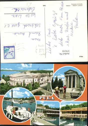379193,Croatia Pula Arena Tempel Boot Mehrbildkarte