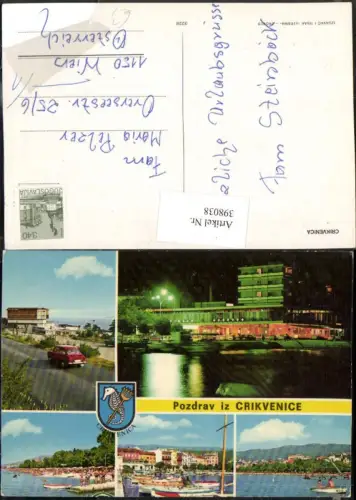 398038,Croatia Crikvenica Teilansicht Strand Strandleben Boote Mehrbildkarte