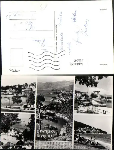 398043,Croatia Opatija Abbazia Totale Strand Mehrbildkarte