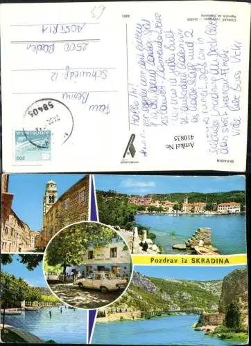 410835,Croatia Skradin Skradina Teilansicht Kirche Brücke Hotel Mehrbildkarte