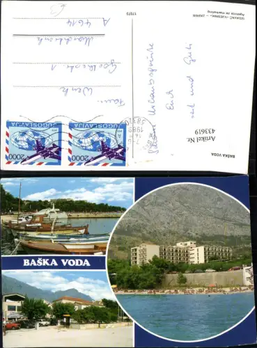 433619,Croatia Baska Voda Strand Hotel Boote Mehrbildkarte