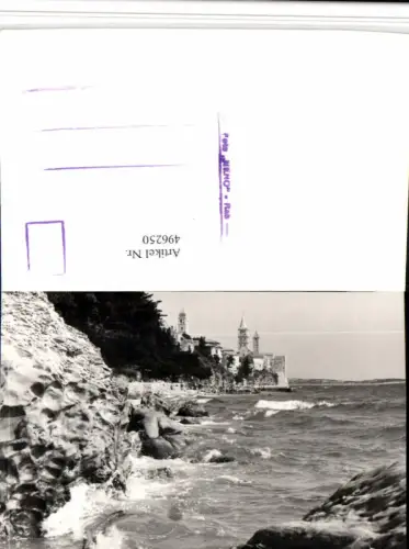 496250,Foto AK Croatia Rab Küste Blick zur Stadt Teilansicht