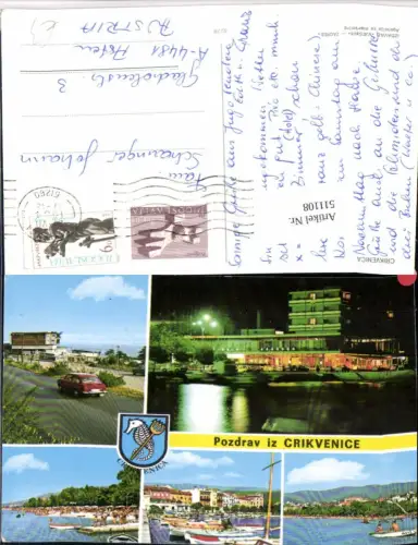 511108,Croatia Crikvenica Teilansicht Strand Boote Mehrbildkarte