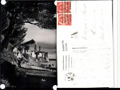 511144,Croatia Rab Teilansicht Küste Nachgebühr Stempel