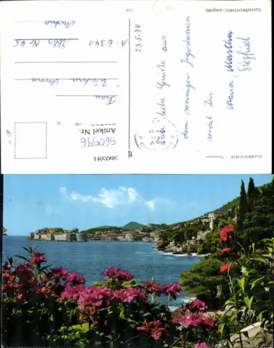 560596,Croatia Dubrovnik Panorama Ansicht m. Blumen