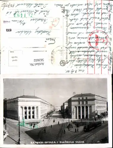 563602,Foto Ak Zagreb Burza i Rackoga Ulica Strassenbahn Croatia