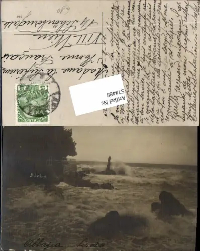 574488,Croatia tolle Foto-AK Abbazia Opatija Meer Stürmische See