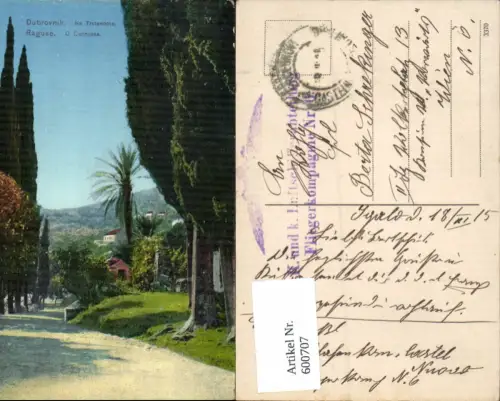 600707,Dubrovnik Ragusa Cannossa Feldpost K. u. K. Luftschifferabteilung Fliegerkompagnie