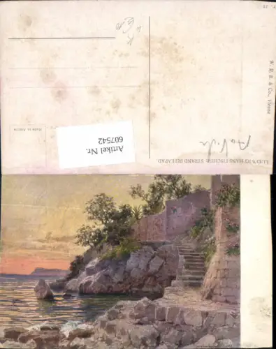 607542,Künstler AK Ludwig Hans Fischer Strand b. Lapad Dubrovnik Ragusa Croatia