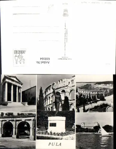 618164,Mehrbild Ak Pula Segelboot Amphitheater Croatia