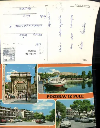 636496,Mehrbild Ak Pula Amphitheater VW Käfer Croatia