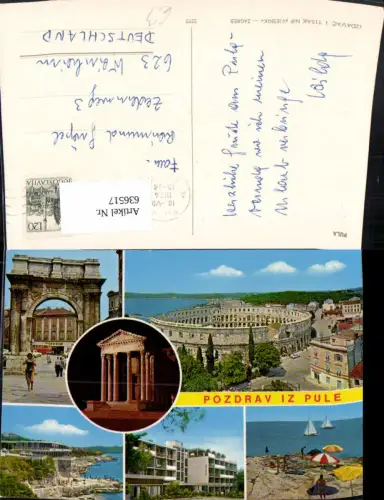 636517,Mehrbild Ak Pule Pula Amphitheater Strandleben Croatia