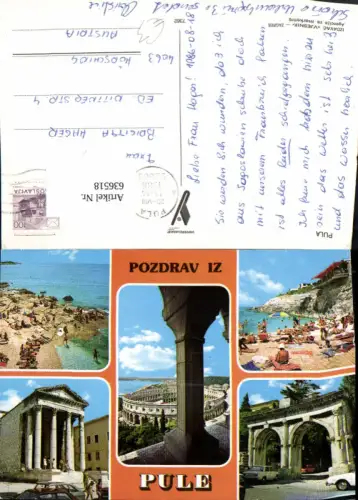 636518,Mehrbild Ak Pule Pula Amphitheater Strandleben Croatia
