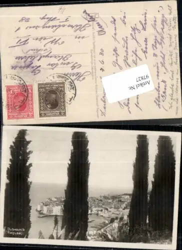 97827,Dubrovnik Ragusa Hafen Ansicht vom Berg