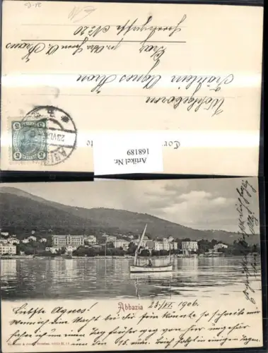 168189,Abbazzia Boot am Meer 1906