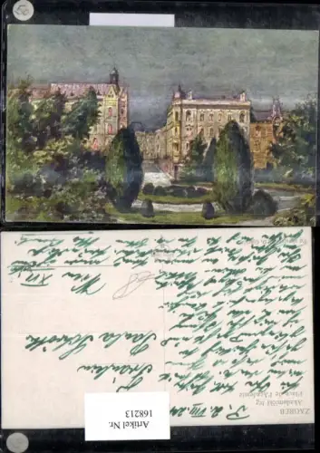 168213,Künstlerkarte Zagreb Akademie Vorplatz