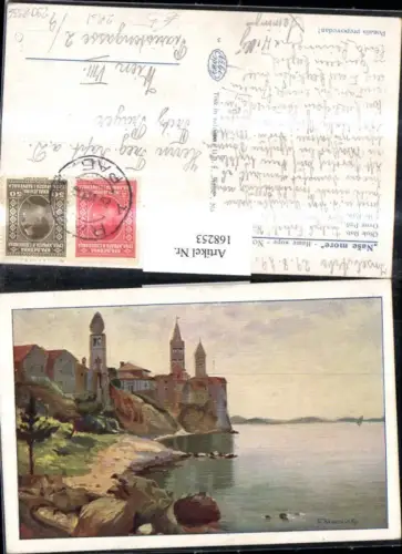 168253,Künstlerkarte Nase more Otok Rab Ortsansicht Meer