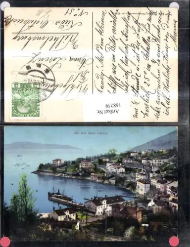 168259,Ika mit Insel cherso Ortsansicht Dampfer Boot Meer pub Purger 8138