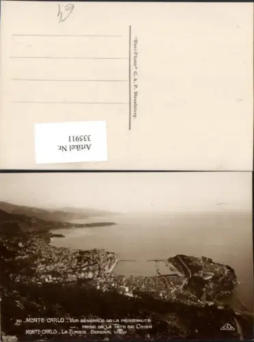 335911,Monte-Carlo Vue generale de la Principaute prise de la Tete de Chien Totale