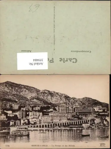 359484,Monaco Monte-Carlo La Rampe et les Hotels Teilansicht Bergkulisse