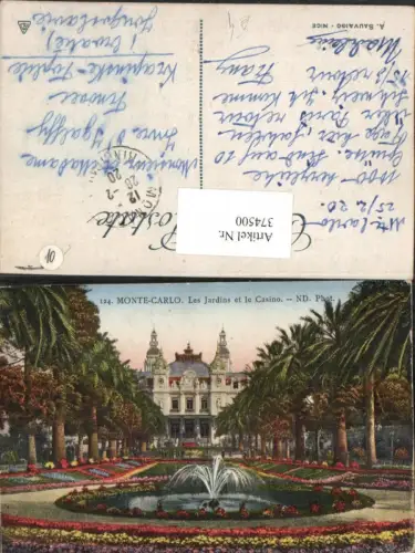 374500,Monaco Monte-Carlo Les Jardins et le Casino Springbrunnen Palmen