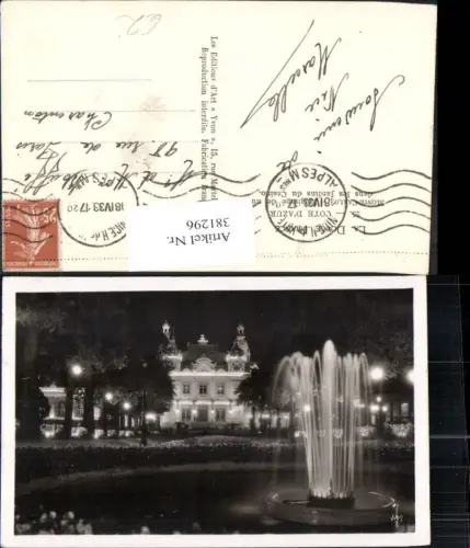 381296,Monaco Monte-Carlo Jardins du Casino b. Nacht Springbrunnen Brunnen