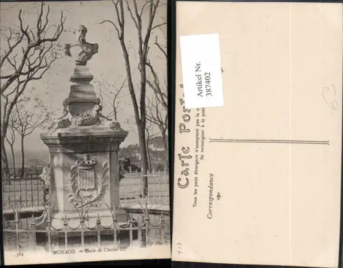 387402,Monaco Buste de Charles III Büste Denkmal