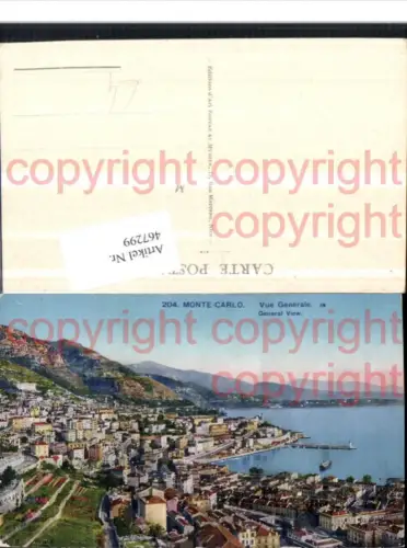 467299,Monaco Monte-Carlo Vue Generale Totale