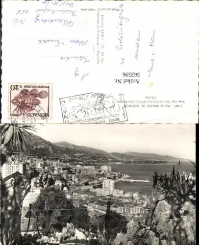563596,Principaute de Monaco Vue sur Monte Carlo le Cap Martin et l Italie