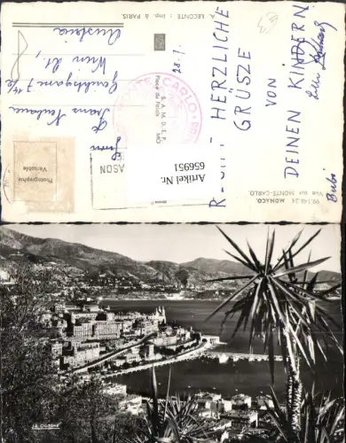 656951,Foto Ak Monaco Vue sur Monte Carlo