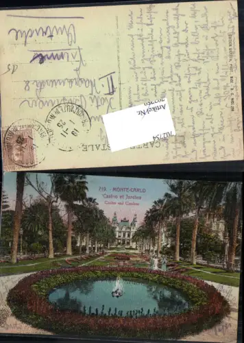 702754 Monte Carlo Monaco Les Jardins et le Casino pub Edt. Giletta Phot 719