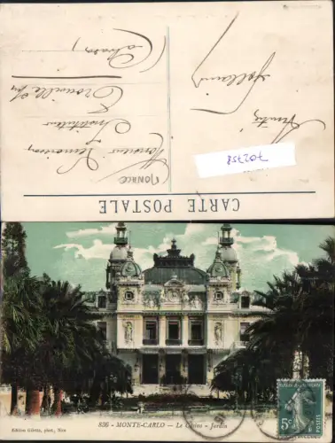 702758 Monte Carlo Monaco Les Jardins et le Casino pub Edt. Giletta Phot. 836