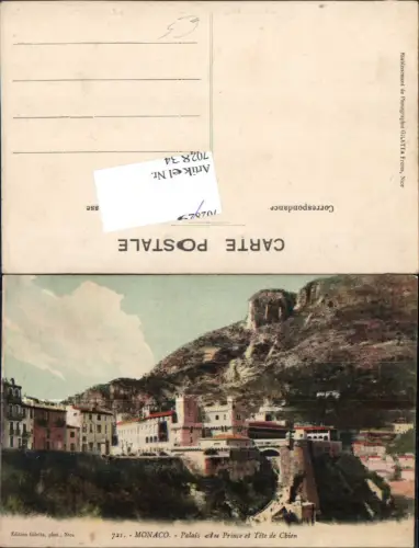 702834 Monte Carlo Monaco Palais du Prince et tete de Chien pub Edt. Giletta 721