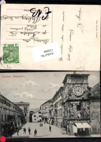 125086,Cattaro Kotor Waffenplatz Kirche Uhr Kirchenuhr Tolle AK