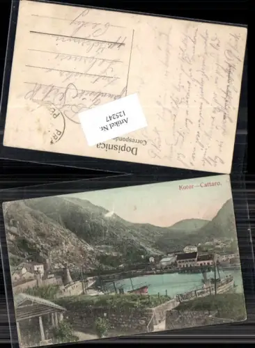 125247,Kotor Cattaro Kotorska seltene Tolle Karte vom Hafen Montenegro