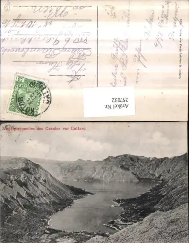 257032,Canales von Cattaro Kotor Fluss See Bergkulisse