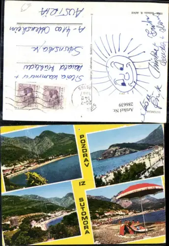 286639,Sutomora Sutomore Totale Strand Strandleben Sonnenschirm Mehrbildkarte