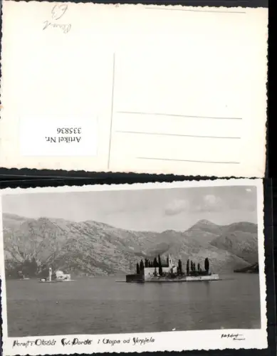 335836,Perast Otocici Sv. Dorde i Gospa od Skrpjela Insel Kirche Bergkulisse