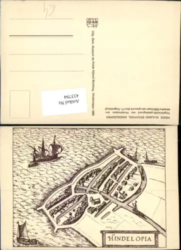 433794,Künstler AK Fr. Hogenberg Netherlands Hindeloopen Vogelvlucht-plattegrond Totale