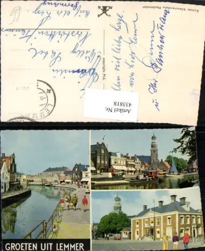 433818,Netherlands Lemmer Teilansicht Kanal Rathaus Mehrbildkarte