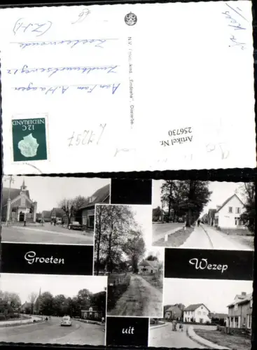 256730,Groeten uit Wezep b. Oldebroek Straßenansichten Kirche Wegpartie VW-Käfer Mehrbildkarte