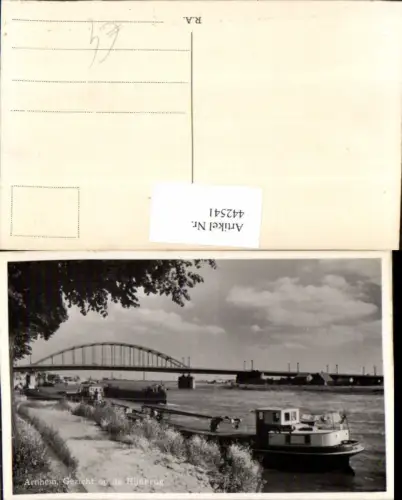 442541,Netherlands Arnhem Gezicht op de Rijnbrug Brücke Boote